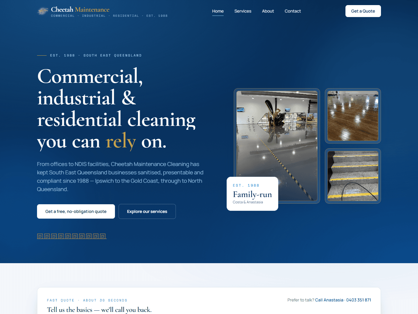 Cheetah Maintenance website homepage