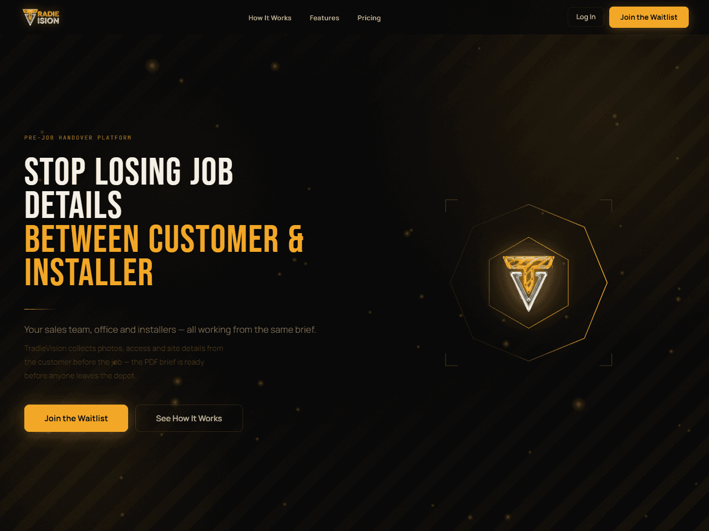 TradieVision website homepage